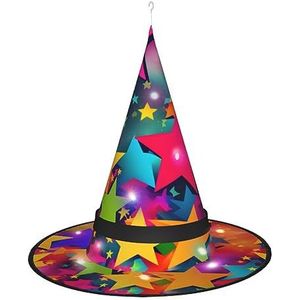 OdDdot Rainbow Stars Witch Hat - LED gekleurd licht, geschikt voor Halloween, Kerstmis, rollenspel en meer