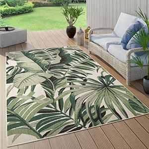 Buiten Vloerkleed Tapijt Voor Binnen En Buiten Balkon Terras Keuken Tapijt Palm Jungle Patroon Bloemen Boho Groen, Maat:120x170 cm, Kleur:Groen 10