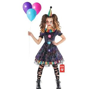 Morph Regenboog griezelig clownskostuum voor meisjes en kinderen, griezelig clownskostuum voor meisjes, griezelig clownskostuum voor meisjes van 7-9 jaar