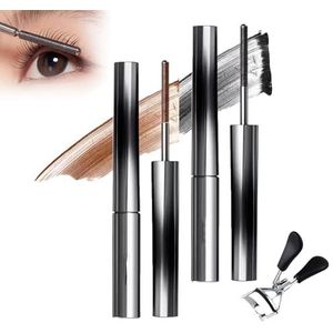 Facelove Iron Eye Mascara, Facelove Mascara, 3D Krultang Voor Langdurige Wimpers 2 Stuks (BlacK+Brown)