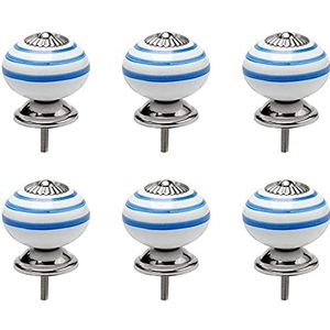 Keramische Knoppen Vintage Kastknoppen, 6 stuks ladeknoppen ronde ladeknop trekgreep meubeldeur kledingkast kast kledingkast dressoir, wit (40x31mm) (wit)(Color:Blue Circle 1)