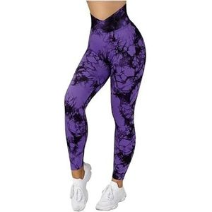 Yogabroek met hoge taille, heuplift en buikverstrakking Fitness hardloopyogabroek for dames, trainingslegging (Color : Purple, Size : S)
