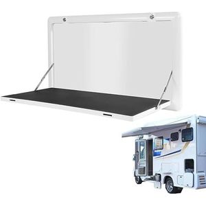 ZYDZ Ruimtebesparende vouwtafel voor caravans aan de muur gemonteerde draagbare eettafel camping opvouwbare picknicktafel ontwerp voor caravan camper (wit - verlicht+achtergrond)
