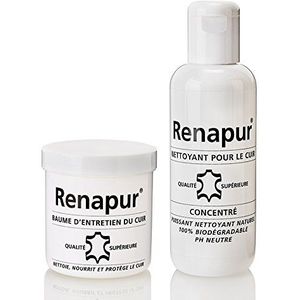 RENAPUR Basic lederverzorgingsset (1 balsem 220 ml + 1 reiniger 250 ml + 4 sponzen), Frans merk