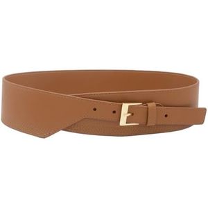 Brede elastische riem for dames van koeienhuid, verstelbare tailleband, korsetriem for jurken, tops, tuniek, obi-stijl, modeaccessoires, rekbare comfortabele tailleband for casual outfits.(Light coffe