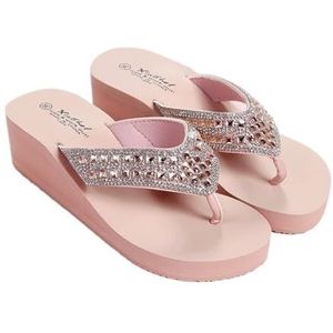 Sandalen, Ademende dames zomersandalen met sleehak for strand en buiten Slippers voor dames(Pink,40 EU)