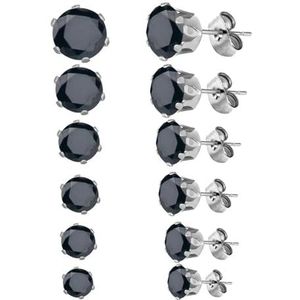 6 paren/set 3 mm ~ 8 mm veelkleurige ronde zirconia stud oorbellen goud/zilveren kleur chirurgisch roestvrij staal voor vrouwen mode-sieraden