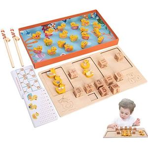 Houten visspel, Visspel speelgoed voor peuters, Alfabet Vis Vangen Spelletjes Puzzel Met Letters, Voorschoolse Leren ABC Educatief Speelgoed Voor 3+plus Meisjes, Jongen Bufu