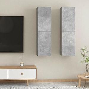 AJJHUUKI Entertainment Centra & TV Stands TV Kasten 2 stuks Beton Grijs 30,5x30x110 cm Engineered Houten Meubels