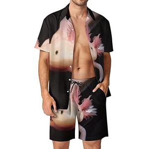 Leuke Newt Axolotl Hawaiiaanse sets voor mannen Button Down korte mouw trainingspak strand outfits 3XL