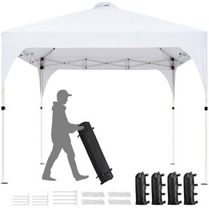 Yaheetech Gazebo Partytent, opvouwbaar, 3 x 3 m, waterdicht, in hoogte verstelbaar, draagtas met 2 wielen