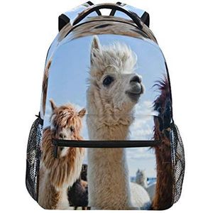 LUCKYEAH Animal Llama Alpaca Rugzak School Book Bag voor tiener Jongen Meisje Kids Daypack Rugzak voor Reizen Camping Gym Wandelen