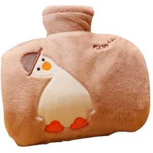 Warmwaterkruik met deksel, 1200 ml warmwaterzak voor warm en koud kompres, handvoetwarmer voor winter eend - roze