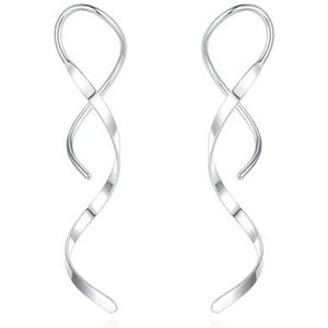 Spiraal Threader oorbellen Koreaanse Helix Wave Curve oorlijn manchet roestvrij staal bungelende oorbel vrouwen mode sieraden-sliver