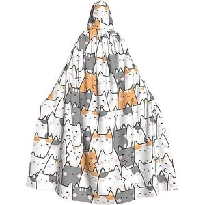 TOMPPY Oranje Katten Unisex Hooded Mantel Volwassen Halloween Mantel Hooded Cape Voor Halloween Kerstmis Cosplay Kostuum