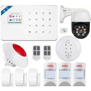 Huisbeveiligingssysteem, Smart Alarm GSM Tuya Smart Home Alarmsysteem Kit 433Mhz Draadloos Alarmbeveiligingssysteem IP-camera Anti-huisdier Bewegingssensor(W181 GSM Tuya Kit 4)