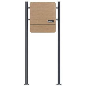 SCHARTEC SBS-SPB-4 Staande brievenbus, houten design, vrijstaand, met krantenvak, staande brievenbus