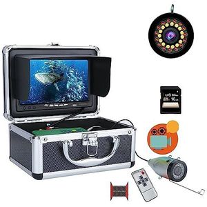 Viscamera, Onderwatervissen Camera DVR Fishfinder Onderwatervissen Camera's 7 Inch HD Scherm 30pcs LED AHD 1080P 16G Kaart for Winter IJSvissen(15M NO DVR 1080P)