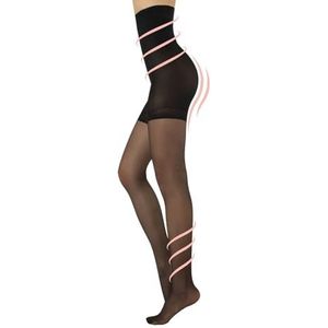 CALZITALY High-Waist Shaper Tights compressie 8 mm/hg, Control Body & Leg relaxing, Vormende panty, S - 4XL, 20 den, Gemaakt in Italië (DE/NL/SE/PL, Alfabetisch, S, Regular, Regular, Zwart)