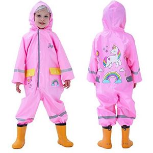 Baogaier Meisjes Regenpak Waterdichte Regenjassen Capuchon Plaspak Lichtgewicht Regen Jas Poncho Regenkleding Regenponcho Regencape Draagbaar Ademend Wandelen Reizen Baby Kinder 2 3 4 Jaar Roze