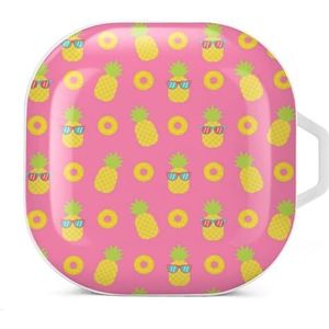 Ananaspatroon oordopjes hoesje compatibel met Samsung hard shell beschermhoes witte stijl