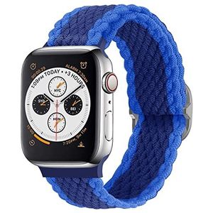 Strap-it verstelbaar geweven nylon bandje - blauw - Geschikt voor Apple Watch - Afmetingen: 42-44 - 45-49mm