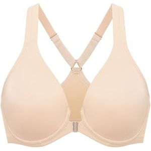 DELIMIRA Women's Front Closure Racerback Naadloze Beugel Ongevoerde Plunge Full Coverage Bra Beige 80F