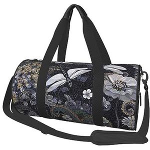 Dragonflies Grey Travel Duffle Bag voor Mannen Vrouwen Sport Gym Bag Opvouwbare Weekender Bag Carry on Overnight Bag voor Reizen Zwemmen Basketbal, Libellen Grijs, One Size, Libellen Grijs, Eén maat