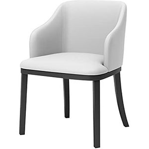 GEIRONV 1 stks Moderne lederen eetkamerstoelen, hoge achterkant gewatteerde zachte zitkamer woonkamer fauteuil zwart metalen poten lounge zijkantje Eetstoelen (Color : White)