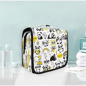Witte zwarte panda opknoping opvouwbare toilettas make-up reisorganisator tassen tas voor vrouwen meisjes badkamer