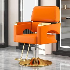 PA-DABAOO Kappersstoelen Voor De Kapperszaak, Robuuste Haarstylingstoelen, Met Stabiele Basis, 360 Graden Verrijdbaar, Klassieke Salonstoel Voor Styling,Oranje
