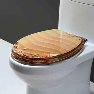 Toiletbril, Soft Close for U/V/O-type toilet Multicolor 36x42cm(Brown B)