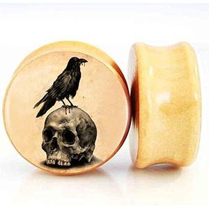 Homeilteds 2 stks/partij Schedel Hout Oordopjes En Tunnels Oor Brancard Expander Zadel Plug Piercing Stekkers (Metalen kleur: 10mm)