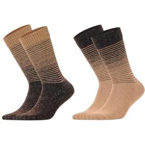 MEBY 2 paar alpaca sokken. Warme thermische sokken. Dikke pluizige wintersokken. Voorgewassen wandelsokken van alpacawol, beige-bruin 3098, 39-42 EU