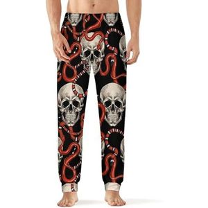 Skulls And Red Snakes pyjama voor heren, zachte lange pyjamabroek, elastische nachtkleding, M