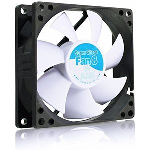 AABCOOLING Super Silent Fan 8, stille en efficiënte, 80 mm behuizingsventilator met 4 anti-vibratiepads, stille ventilator, 3D-printer, koeler, ventilator 12 V, 13,9 dB (A), 33 m3/h