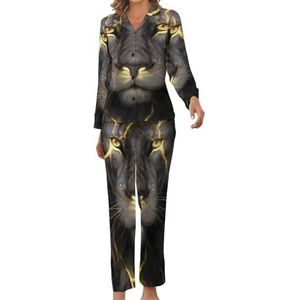 Golden Cool Lion King Paninting damespyjama-set bedrukte pyjama set nachtkleding pyjama loungewear sets S