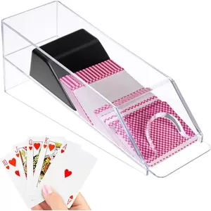 QWORK Kaartenhouder – Transparante Dispenser Voor 6 Decks, Voor Poker, Blackjack, Met Hendel, 10x10x29 Cm