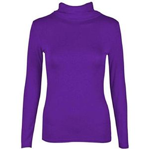 VROUWEN VROUWEN LONG SLEEVE PLAIN POLO TURTLE ROLL NECK STRETCH T-SHIRT TOP 8-14