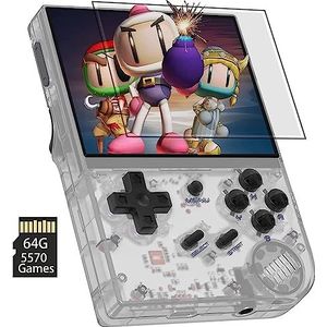 Handheld gameconsole Ondersteuning Linux, 5G WiFi 4.2 Bluetooth 3,5 inch IPS-scherm 64G TF-kaart 4452 Klassieke spellen (Size : White)