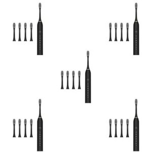 5 Set van Elektrische Tandenborstel 4 Tanden Hoofden IPX7 Waterdichte Automatische Tandenborstel Zwart