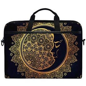 EZIOLY Bohemian Crescent Moon Laptop Schouder Messenger Bag Case Sleeve voor 14 Inch naar 15.4 inch Laptop