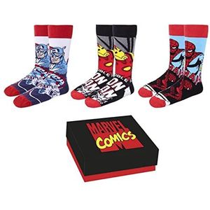 Avengers motief sokken 3-delige set 40-46 van Marvel in een geschenkdoos