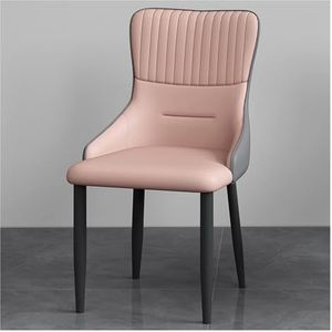 Fauteuil, Comfort Fluweel Accent Stoel Moderne Gestoffeerde Zijeetkamerstoel for Keuken Woonkamer Metalen Poten, Moderne Eetkamerstoel Gestoffeerde Zijstoel for Ontvangstruimte(Color:Pink)