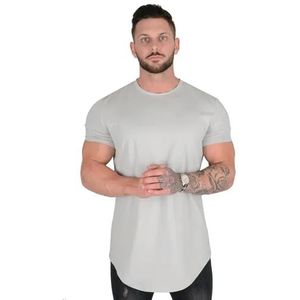 LQHYDMS T-shirts Mannen Gym T-Shirt Mannen Korte Mouw Katoen T-Shirt Casual Blanco Slanke T Shirt Mannelijke Fitness Bodybuilding Workout Tee Tops Zomer Kleding, Grijs, M(50-60kg)