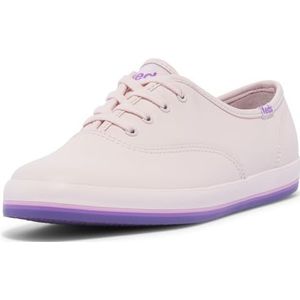 Keds Dames kampioen lederen vetersluiting, roze/paarse bodem Foxing Streep, 4 UK, Roze paarse onderkant Foxing Streep, 4 UK X-Wide