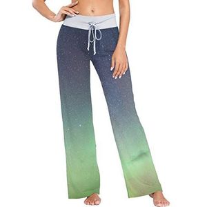 Dames pyjama lounge broek vlinder print yoga broek comfortabel casual stretch palazzo bodems broek breed been - multi - M