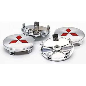 4 stuks auto-naafdoppen voor Mitsubishi, 60 mm auto-naafdoppen, wieldoppen, vervangende naafdoppen, stickers, naafdoppen D