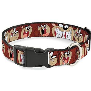 Buckle-Down Kunststof Clip Kraag - Tasmanian Devil Expressions Bruin - 1"" Breed - Past 9-15"" Hals - Klein