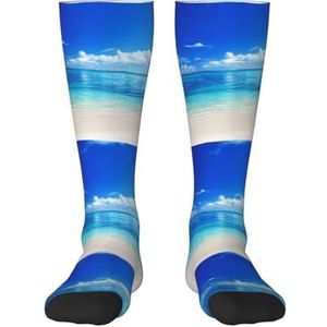 YsoLda Kousen Compressie Sokken Unisex Knie Hoge Sokken Sport Sokken 55CM Voor Reizen, Blauwe Zee En Lucht, zoals afgebeeld, 22 Plus Tall